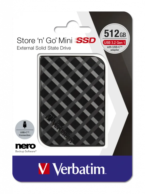 Verbatim 53236 Store 'n' Go Mini SSD portabil 512GB USB3.2 Gen1, 23942532361