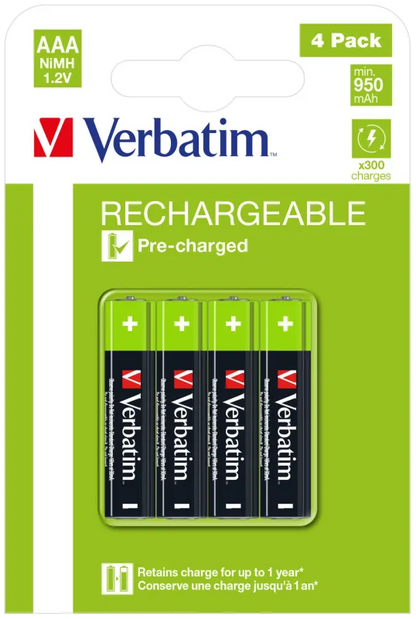Verbatim 49514 Set 4 acumulatori AAA 950mAh 1.2V, 023942495147