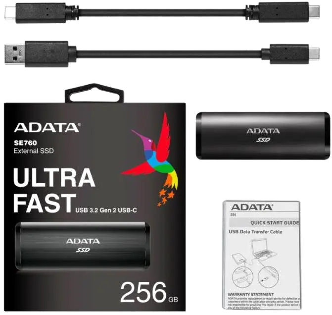 ADATA ASE760-256GU32G2BK SE760 SSD Extern 2.5inch 256GB USB 3.2 Read speed up to: 1000 MB/s Negru, 4710273772707