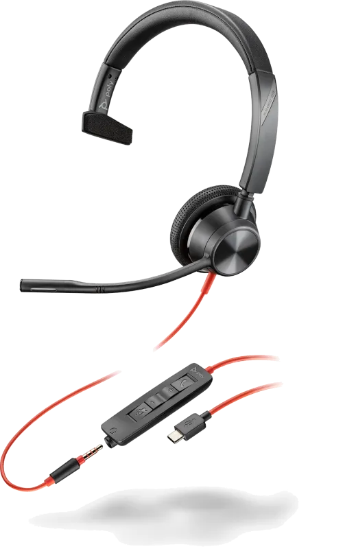 HP 76J14AA Poly Casca Blackwire 3315 cu fir, Monoaural, On-Ear, conectare USB-C si Jack 3.5mm, 197029480354