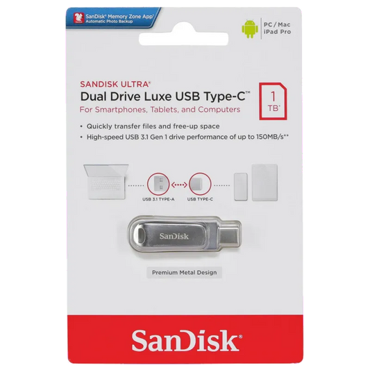 SanDisk SDDDC4-1T00-G46 Ultra Dual Drive Luxe Stick USB 1TB USB-C 3.1 Gen1 150MB/s, 619659179106