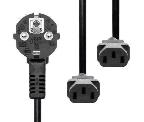 MicroConnect PE011318 Cablu alimentare Y Schuko Splitter 2 x C13, 1.8m, negru, 5705965856338