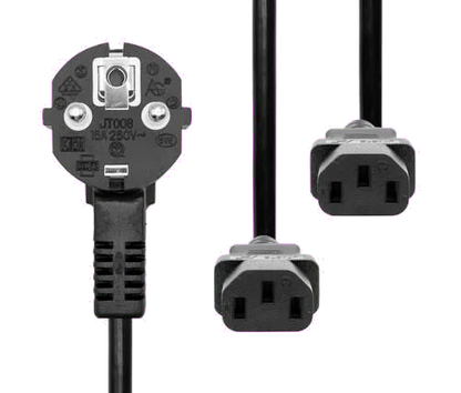 MicroConnect PE011318 Cablu alimentare Y Schuko Splitter 2 x C13, 1.8m, negru, 5705965856338