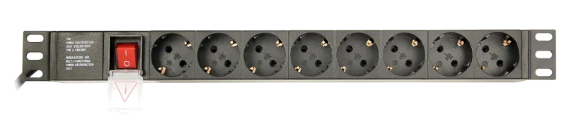 Gembird EG-PDU-014 PDU 19'' 1U, 8 prize Schuko, intrare Schuko, maxim 16A, cablu 3m, negru, 8716309117364