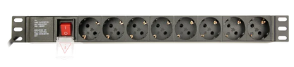 Gembird EG-PDU-014 PDU 19'' 1U, 8 prize Schuko, intrare Schuko, maxim 16A, cablu 3m, negru, 8716309117364