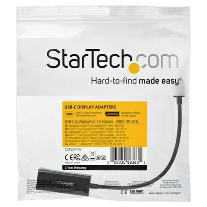 StarTech CDP2DP14B Adaptor USB-C (tata) la Display Port (mama) 1.4 8K/ 5K/ 4K HBR3, 65030883634