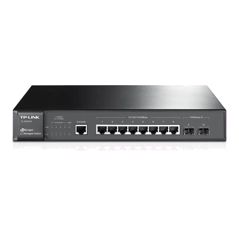 TP-Link TL-SG3210 Switch TL-SG3210, 8 porturi Gigabit, 2 sloturi SFP, Rack, Layer 2 Management, 6935364006396