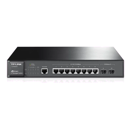 TP-Link TL-SG3210 Switch TL-SG3210, 8 porturi Gigabit, 2 sloturi SFP, Rack, Layer 2 Management, 6935364006396