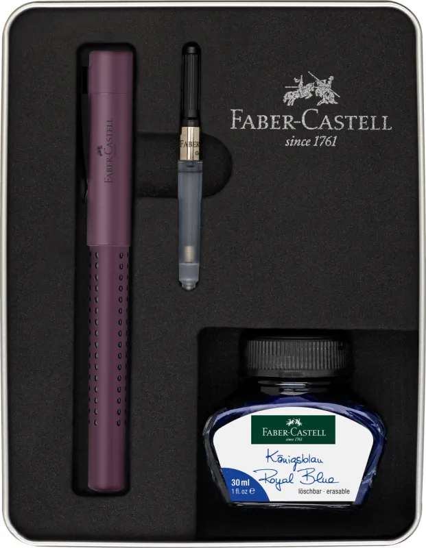 Faber-Castell FC201531 Set cadou stilou + calimara de cerneala + convertor grip 2011 cutie metalica