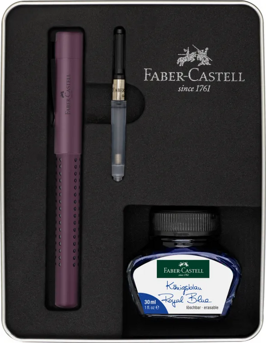 Faber-Castell FC201531 Set cadou stilou + calimara de cerneala + convertor grip 2011 cutie metalica