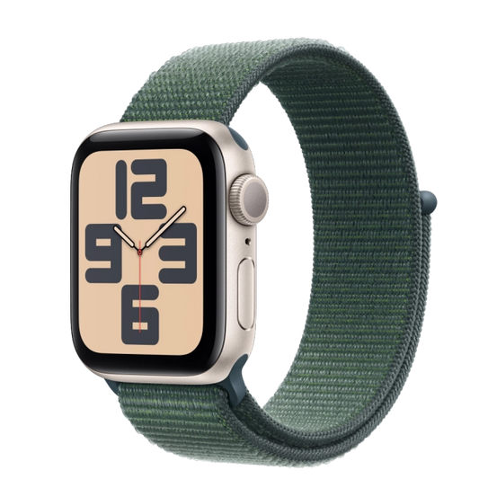 Apple MXEH3QC/A Watch SE2 v3 GPS 40mm Starlight Alu Case with Lake Green Sport Loop, 195949643675