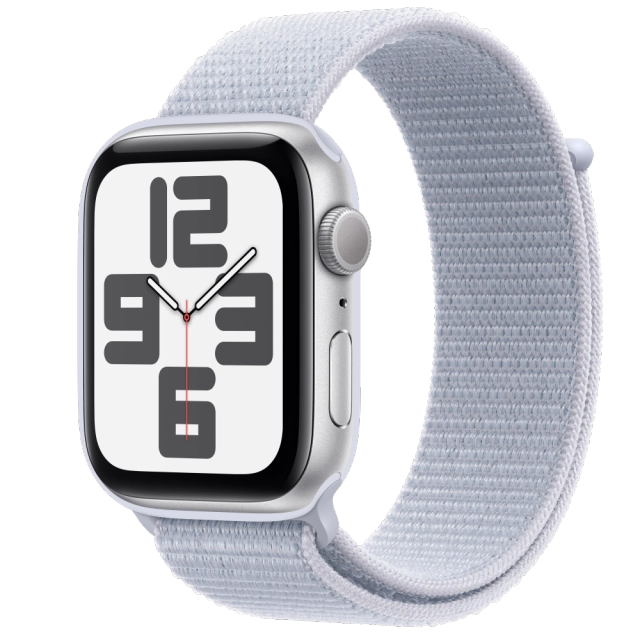 Apple MXET3QC/A Watch SE2 v3 GPS 44mm Silver Alu Case with Blue Cloud Sport Loop, 195949645297