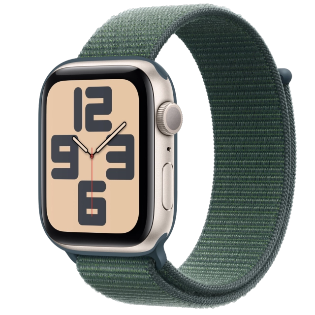 Apple MXEW3QC/A Watch SE2 v3 GPS 44mm Starlight Alu Case with Lake Green Sport Loop, 195949646102