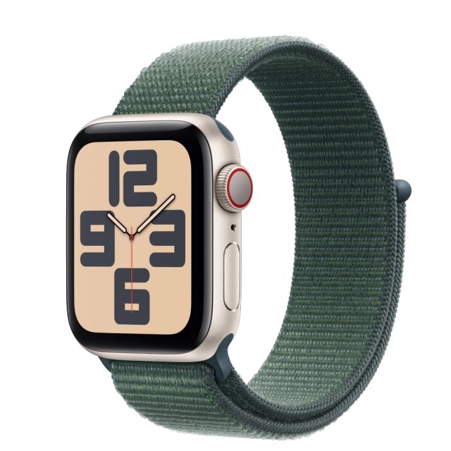 Apple MXGH3QC/A Watch SE2 v3 Cellular 40mm Starlight Alu Case with Lake Green Sport Loop, 195949648366