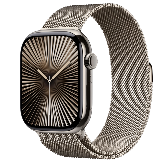 Apple MC7Q4QC/A Watch S10 Cellular 46mm Natural Titanium Case with Natural Milanese Loop , 195949896309