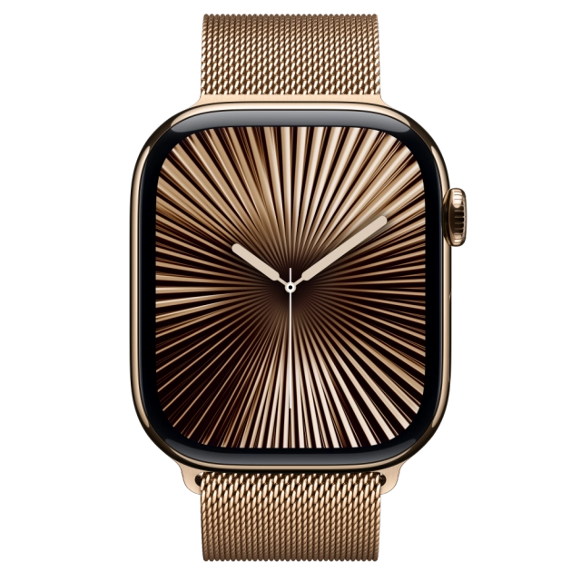 Apple MC7T4QC/A Watch S10 Cellular 46mm Gold Titanium Case with Gold Milanese Loop S/M, 195949896682