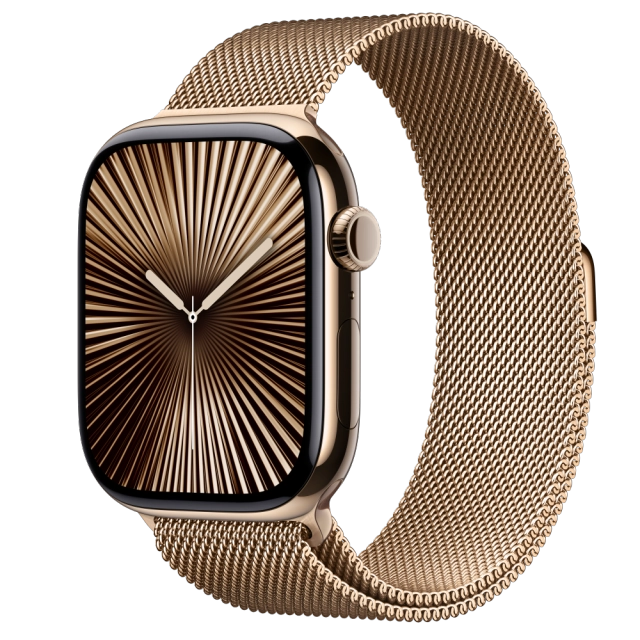 Apple MC7T4QC/A Watch S10 Cellular 46mm Gold Titanium Case with Gold Milanese Loop S/M, 195949896682