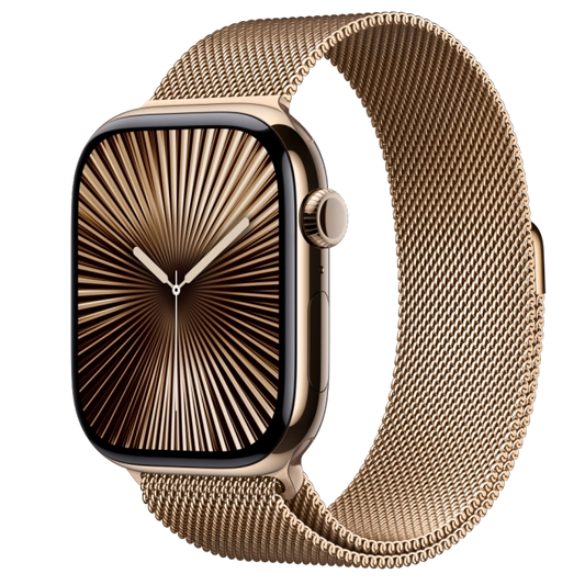 Apple MC7T4QC/A Watch S10 Cellular 46mm Gold Titanium Case with Gold Milanese Loop S/M, 195949896682