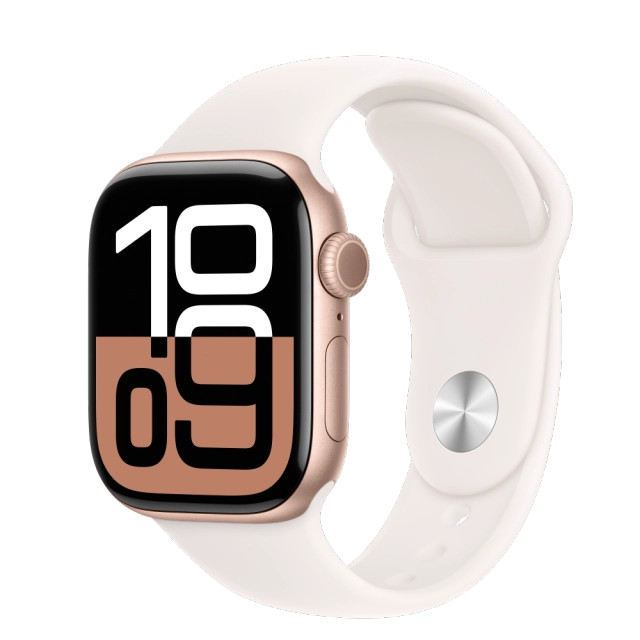 Apple MWWH3QC/A Watch S10 GPS 42mm Rose Gold Alu Case with Light Blush Sport Band S/M, 195949562969