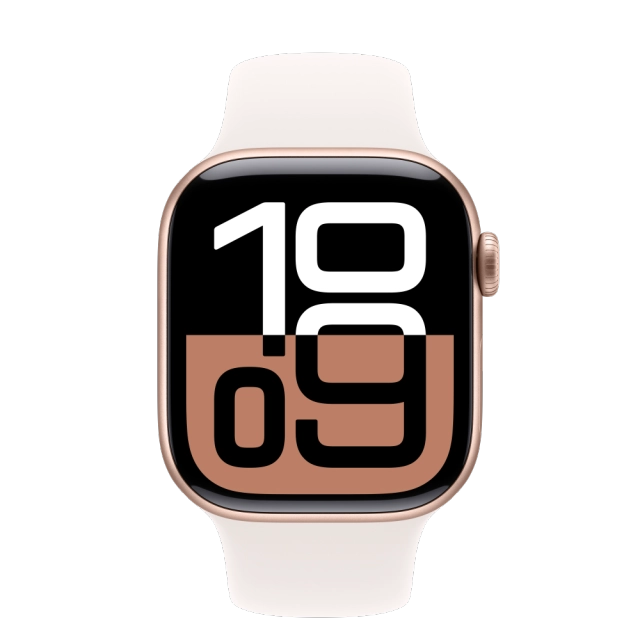 Apple MWWH3QC/A Watch S10 GPS 42mm Rose Gold Alu Case with Light Blush Sport Band S/M, 195949562969