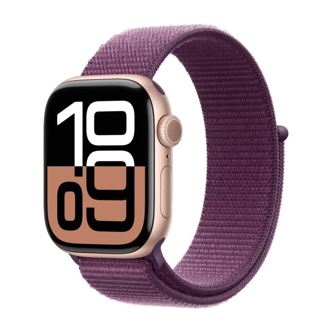 Apple MWWK3QC/A Watch S10 GPS 42mm Rose Gold Alu Case with Plum Sport Loop, 195949562983