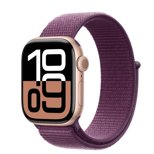 Apple MWWK3QC/A Watch S10 GPS 42mm Rose Gold Alu Case with Plum Sport Loop, 195949562983