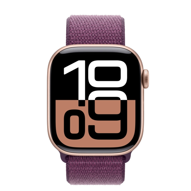 Apple MWWK3QC/A Watch S10 GPS 42mm Rose Gold Alu Case with Plum Sport Loop, 195949562983