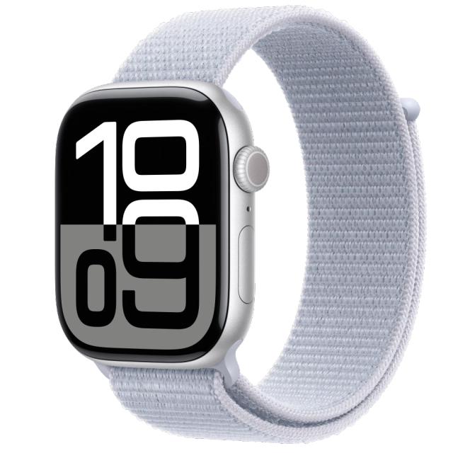 Apple MWWN3QC/A Watch S10 GPS 46mm Silver Alu Case with Blue Cloud Sport Loop, 195949563010