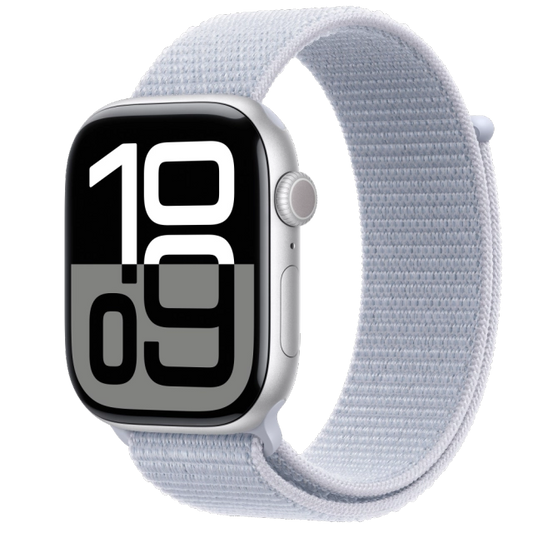 Apple MWWN3QC/A Watch S10 GPS 46mm Silver Alu Case with Blue Cloud Sport Loop, 195949563010