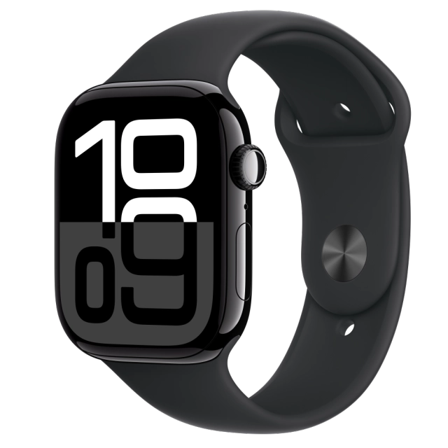 Apple MWWP3QC/A Watch S10 GPS 46mm Jet Black Alu Case with Black Sport Band S/M, 195949563027