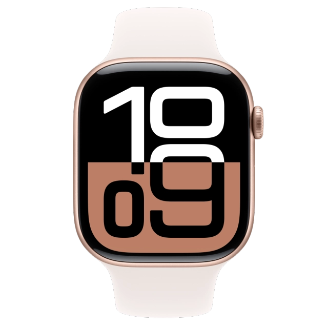 Apple MWWT3QC/A Watch S10 GPS 46mm Rose Gold Alu Case with Light Blush Sport Band S/M, 195949563058