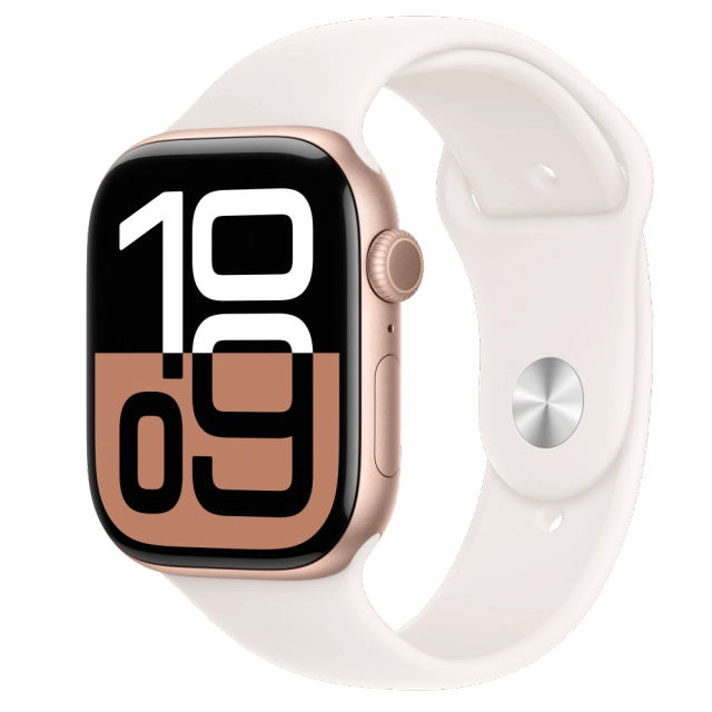 Apple MWWT3QC/A Watch S10 GPS 46mm Rose Gold Alu Case with Light Blush Sport Band S/M, 195949563058