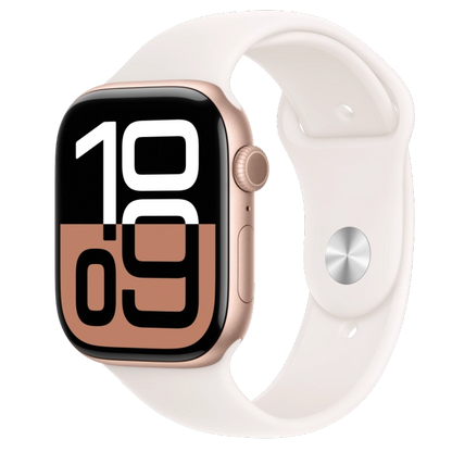 Apple MWWT3QC/A Watch S10 GPS 46mm Rose Gold Alu Case with Light Blush Sport Band S/M, 195949563058