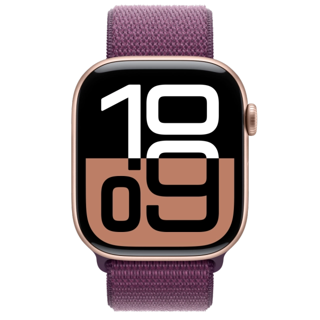 Apple MWWV3QC/A Watch S10 GPS 46mm Rose Gold Alu Case with Plum Sport Loop, 195949563072