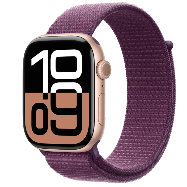 Apple MWWV3QC/A Watch S10 GPS 46mm Rose Gold Alu Case with Plum Sport Loop, 195949563072