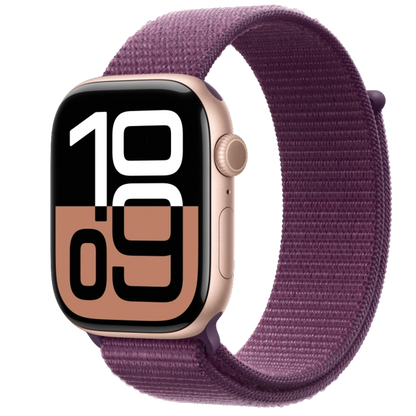 Apple MWWV3QC/A Watch S10 GPS 46mm Rose Gold Alu Case with Plum Sport Loop, 195949563072