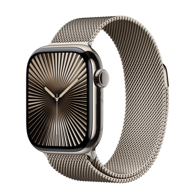 Apple MWXF3QC/A Watch S10 Cellular 42mm Natural Titanium Case with Natural Milanese Loop, 195949563256