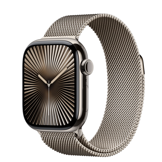 Apple MWXF3QC/A Watch S10 Cellular 42mm Natural Titanium Case with Natural Milanese Loop, 195949563256