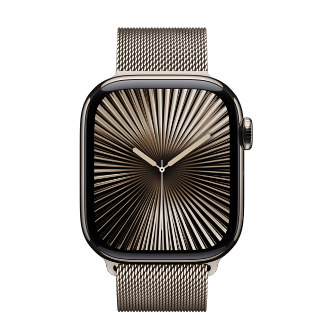 Apple MWXF3QC/A Watch S10 Cellular 42mm Natural Titanium Case with Natural Milanese Loop, 195949563256