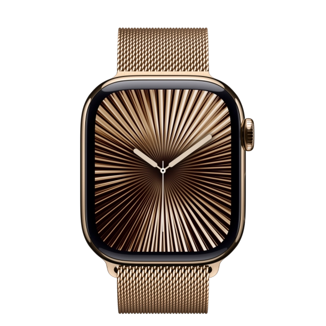 Apple MX083QC/A Watch S10 Cellular 42mm Gold Titanium Case with Gold Milanese Loop, 195949563492