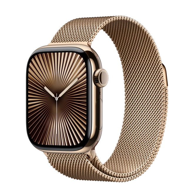 Apple MX083QC/A Watch S10 Cellular 42mm Gold Titanium Case with Gold Milanese Loop, 195949563492