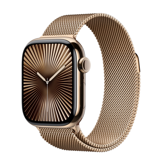 Apple MX083QC/A Watch S10 Cellular 42mm Gold Titanium Case with Gold Milanese Loop, 195949563492