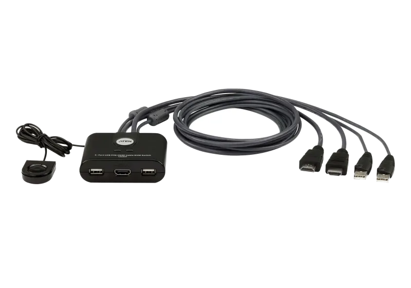 Aten CS22HF-AT KVM Switch 2-Port USB, FHD HDMI, Remote Port Selector, Cable 1.2m