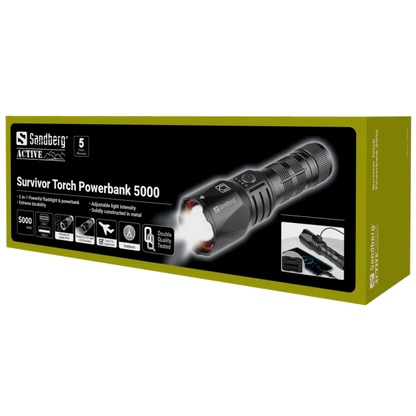 Sandberg 420-89 Survivor Torch Powerbank 5000mAh lanterna si baterie externa IPX4, 5705730420894