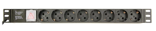 Gembird EG-PDU-014-C14 PDU 1U pt. rack 19 inch, 8 prize Schuko, intrare IEC, max 10 A, on/off, 3m, 8716309116800