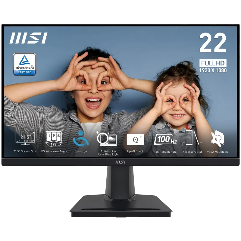 MSI PRO MP225 Monitor PRO MP225 21.5inch, 54.6cm, FHD, IPS, 4ms, negru, 4711377180146