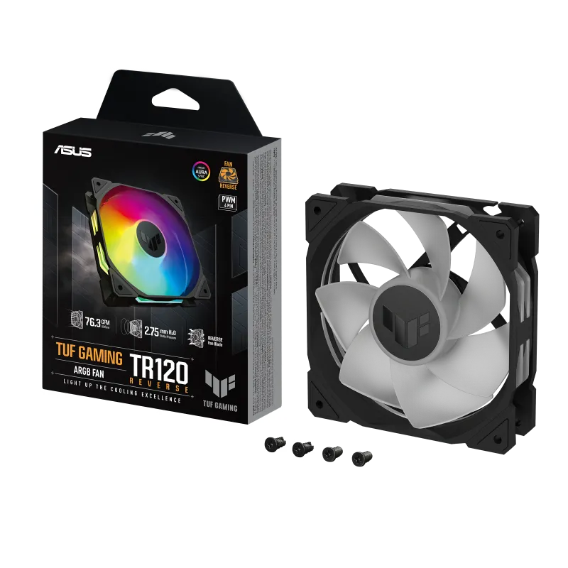 Asus TUF GAMING TR120 FAN ARGB REVERSE BLACK TUF Gaming TR120 ARGB BLACK Ventilator Carcasa 120mm viteza 2400 RPM +/- 10%, 4711387543399