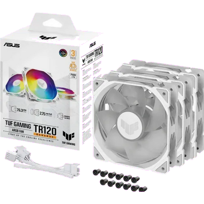 Asus TUF GAMING TR120 FAN ARGB RV WHITE 3IN1 TUF Gaming TR120 ARGB RV WHITE set 3 Ventilatoare carcasa 120mm viteza 2000 RPM, 4711387543511