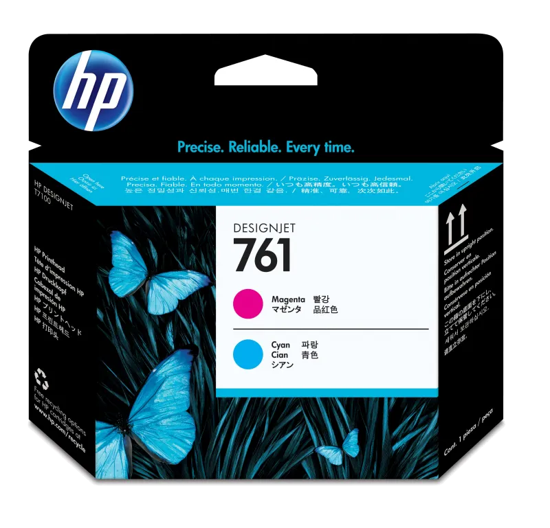 HP CH646A HP 761 Magenta & Cyan Printhead, 885631448212