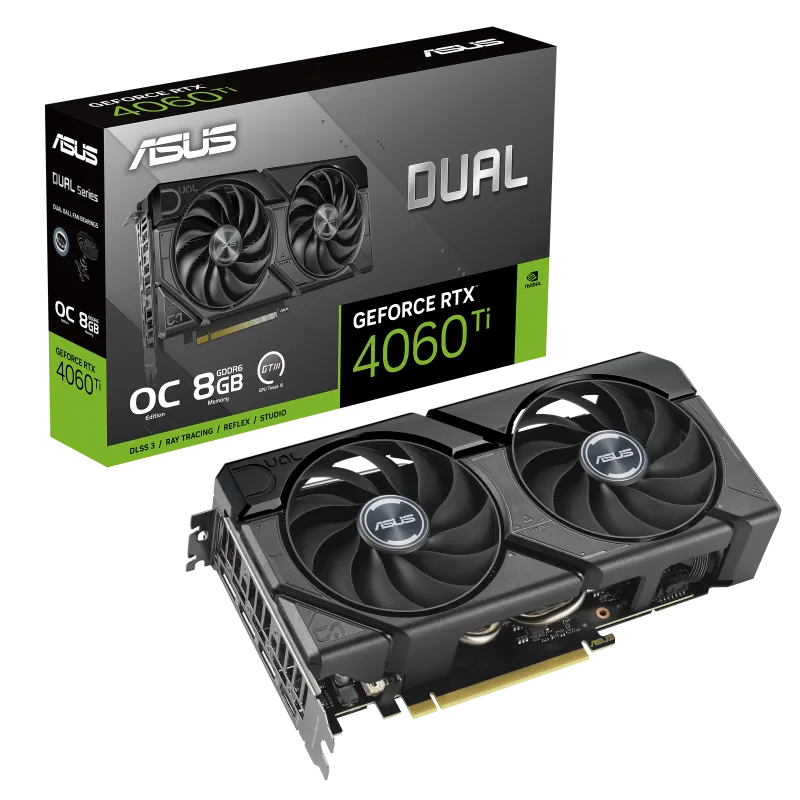 Asus DUAL-RTX4060TI-O8G-EVO Dual GeForce RTX™ 4060 Ti EVO OC Edition 8GB GDDR6 placa video 357 AI TOPS DLSS3, 4711387459232